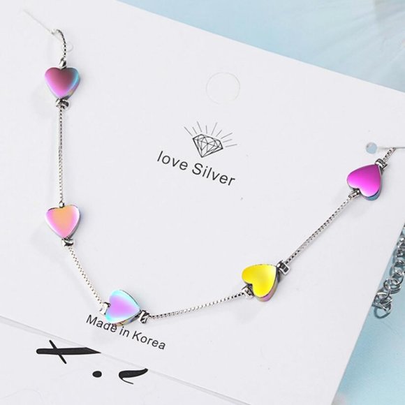 NEW 925 Sterling Silver Gradient Heart Bracelet - Picture 4 of 8